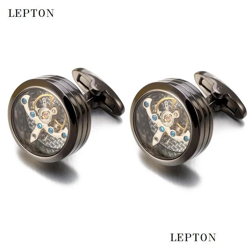 high quality movement tourbillon cufflinks for mens wedding groom mechanical watch steampunk gear cufflinks relojes gemelos t190701