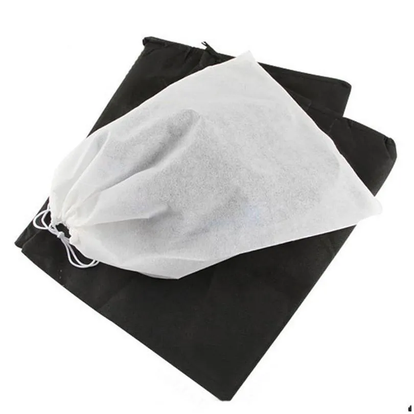 travel drawstring shoe storage bag nonwoven thicken tote household dustproof shoe bag pouch black white shoes organizer case wvt1652