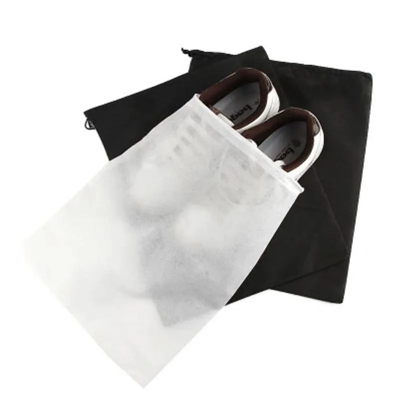 travel drawstring shoe storage bag nonwoven thicken tote household dustproof shoe bag pouch black white shoes organizer case wvt1652