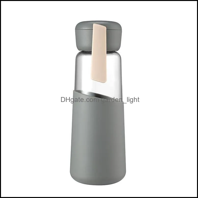 glass water bottle silicone cover sport drinking coffee water bottles ins travel glass tumbler bottles 400ml