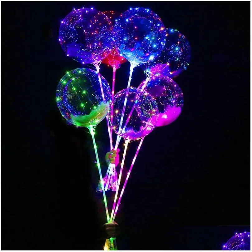 party decoration led bobo balloon with 31.5 inch stick 3 meter string balloon light christmas halloween wedding birthday xg0061