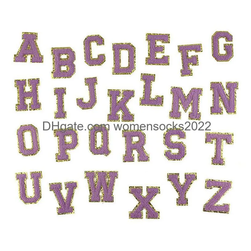 notions 54pcs letter iron on a to z alphabetes sew on appliques with glitter repair sticker for clothes hat diy craft