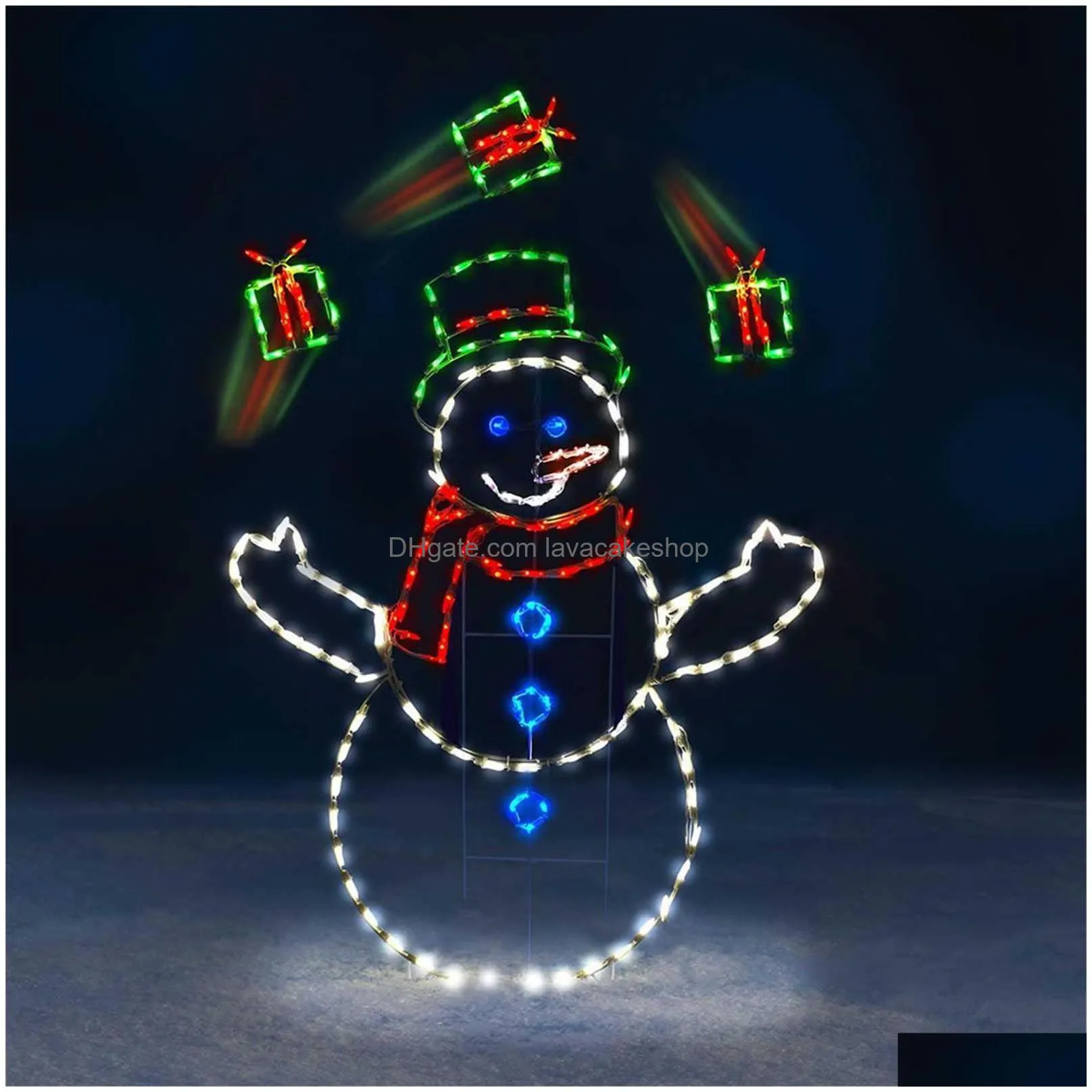 fun animated snowball fight active light string frame decor holiday party christmas outdoor garden snow glowing decorative sign h1020