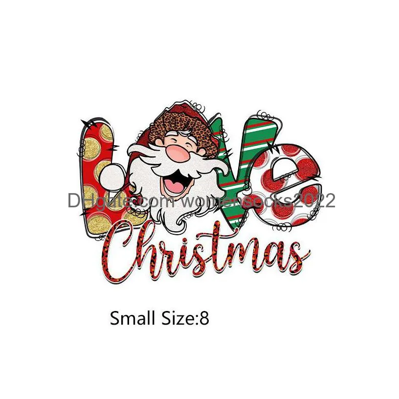 notions christmas iron ones santa claus stickers washable heat transfer appliques for clothing hoodies jacket cute diy decal