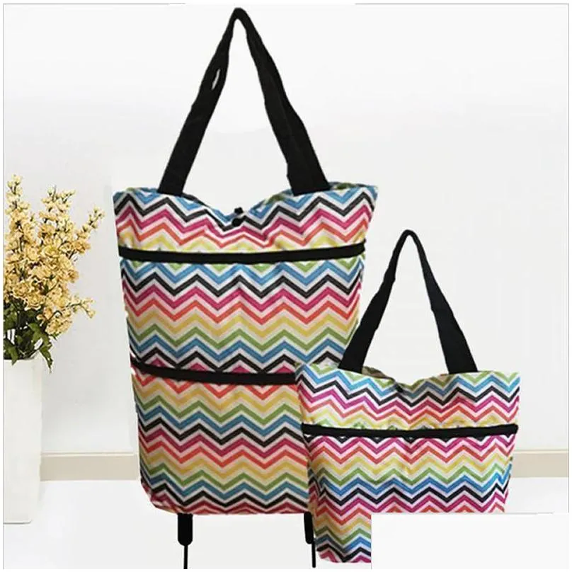 storage bags 2 in 1 resuable foldable shopping cart large bag with wheel trolley grocery luggage organizer holder carry case