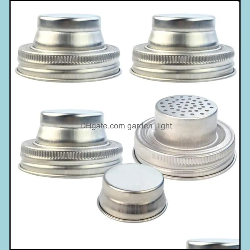 stainless steel mason jar shaker lids caps for cocktail flour mix spices sugar salt peppers kitchen tools