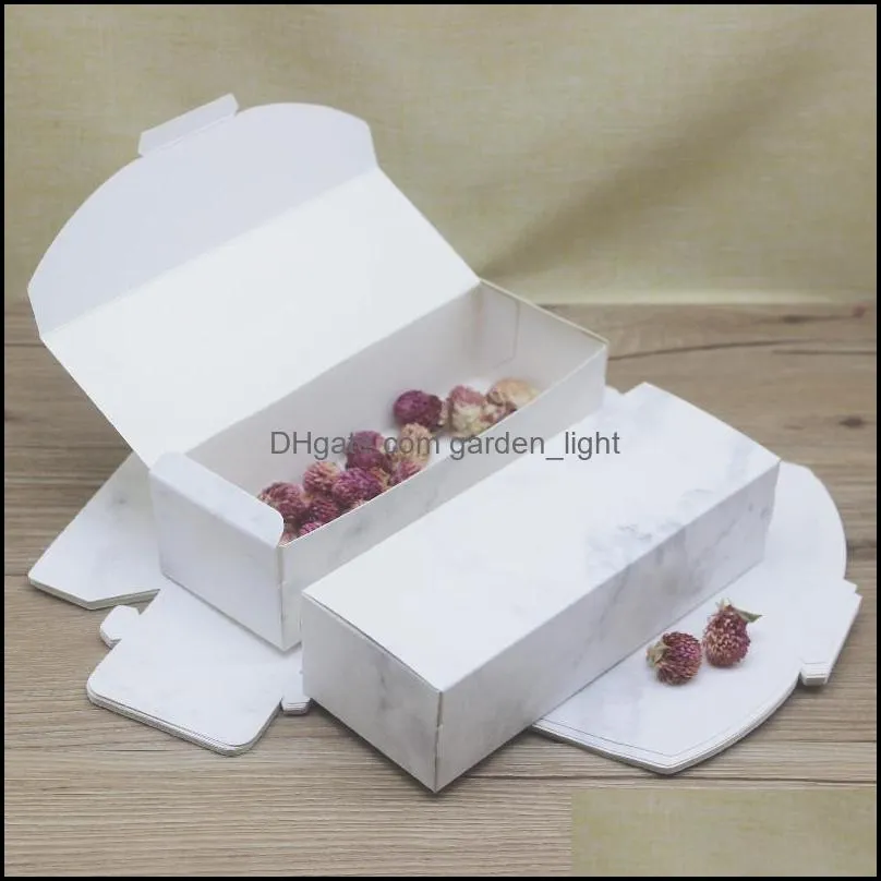 rectagnle gift packaging box marble pattern present accessory packing container white kraft wedding party tea leaf boxes