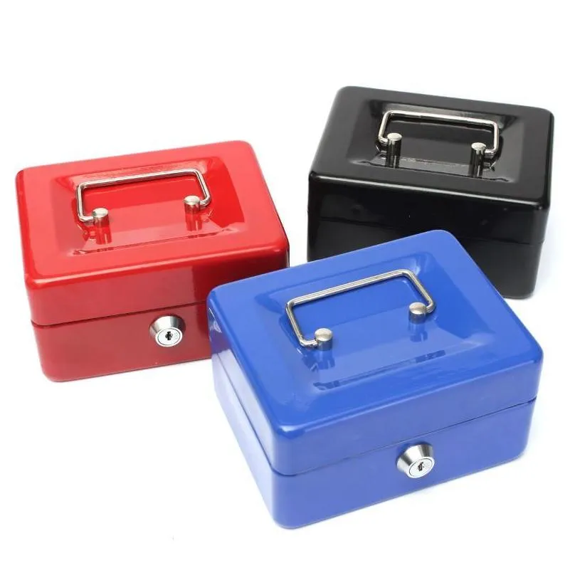 storage boxes bins promotion lockable cash coin money safe security box holder suitcase with lock key 6 compartment tray