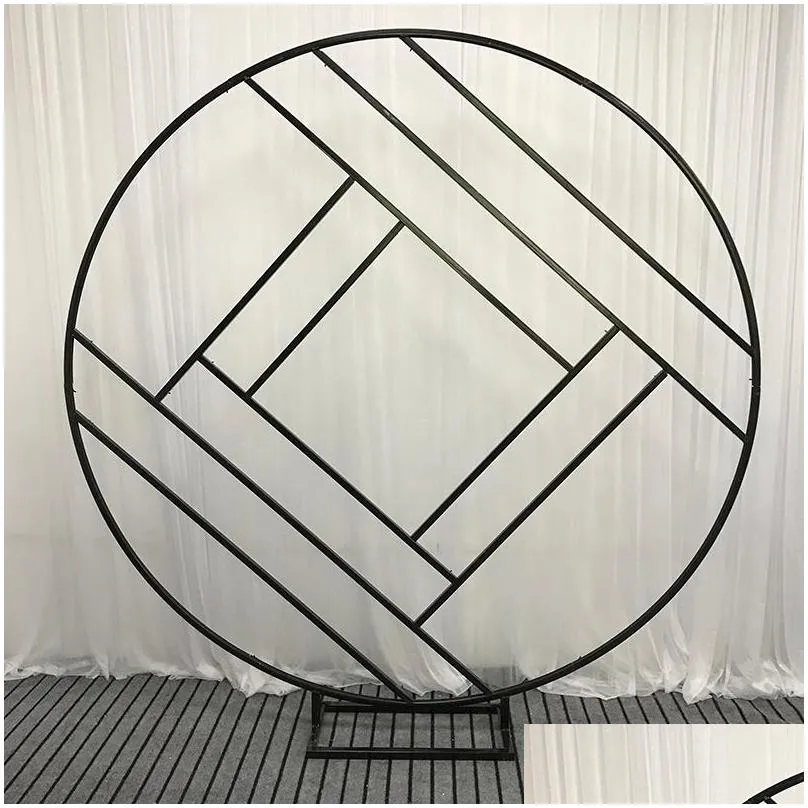 party decoration diamond wedding arch mariage backdrop wrought iron creative ring geometric frame stand screen stage background