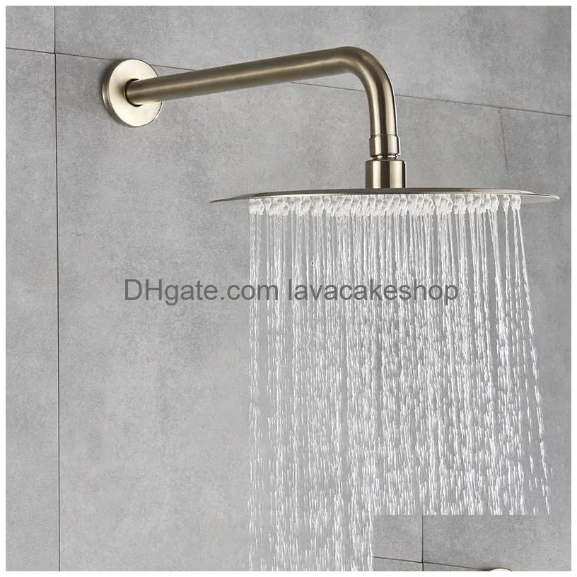 luxurious brushed gold mixer rotate tub spout wall mount rainfall head hand shower faucet 1011