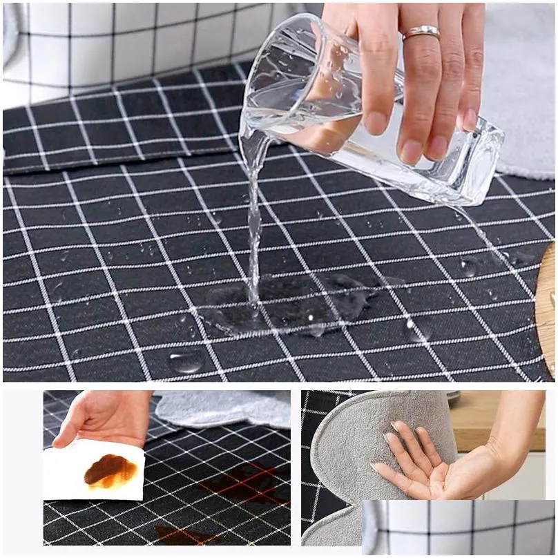 household waterproof handwiping kitchen apron towel stripes plaid adjustment antifouling oilproof adult home aprons kitchen work