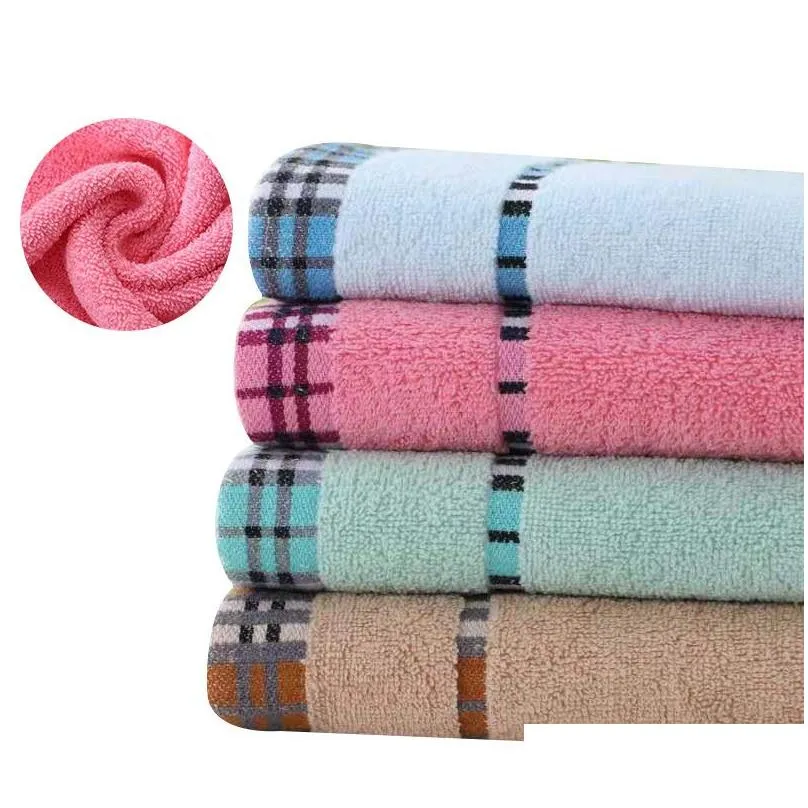 simple plaid towel 32 strands pure cotton adult thickened soft absorbent couple face towels multicolor optional wh0052