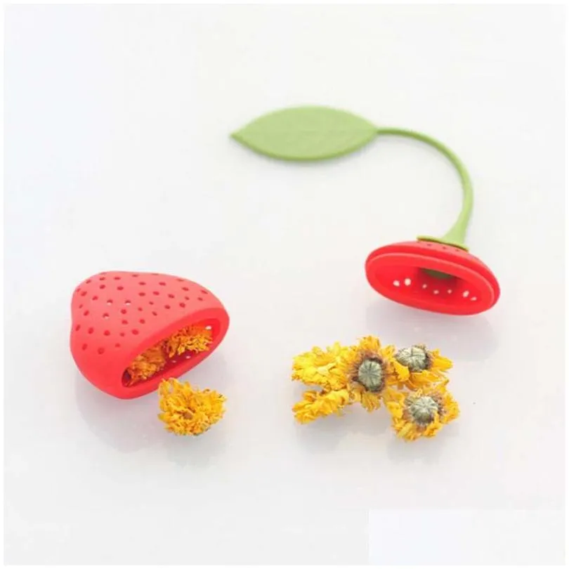 strawberry silicone tea infuser strainer red yellow teabag kettle loose tea leaf strainer ball herbal spice tea infuser filter wvt0327