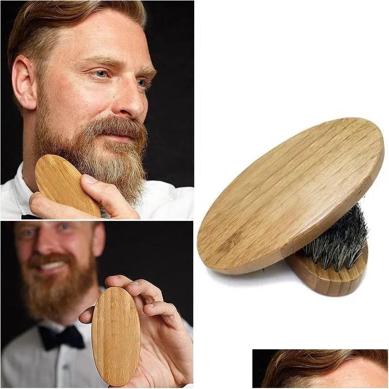 sublimation brushes natural eco friendly mens oil head styling hairdressing comb solid wood beard brush bristle care cleaning beards