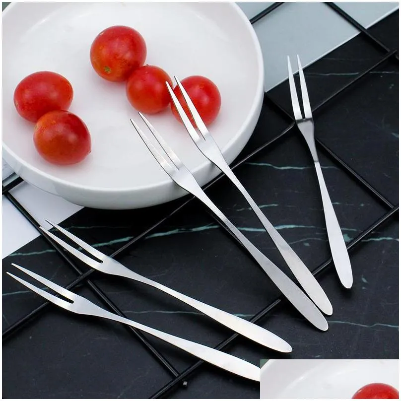 stainless steel fruit fork creative twotooth forks cake moon cakes knife household portable fruits sign wh0383