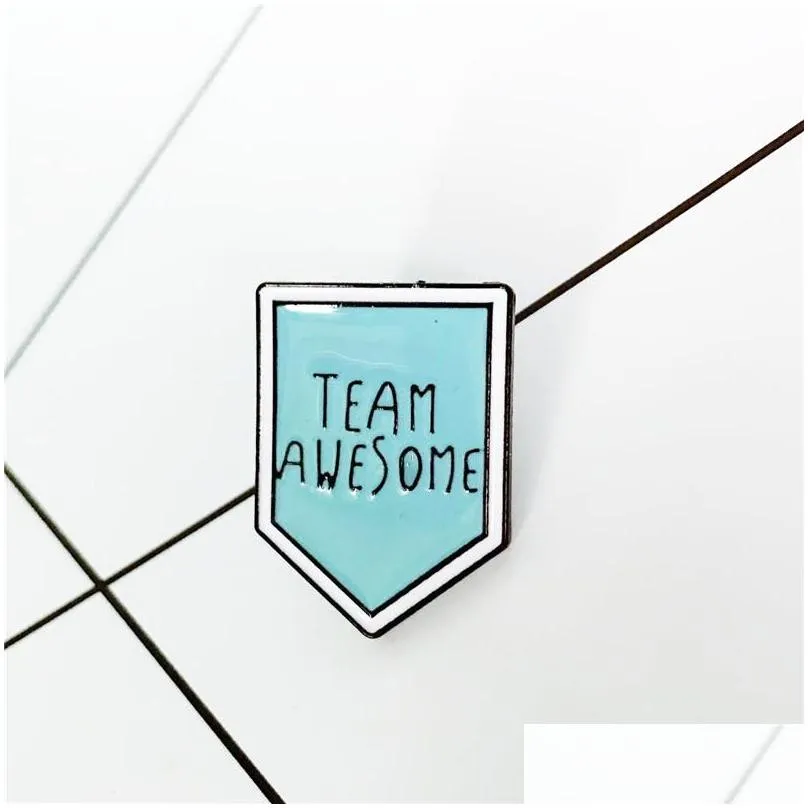 team awesome enamel brooches pin for women fashion dress coat shirt demin metal brooch pins badges promotion gift 2021 new design 943