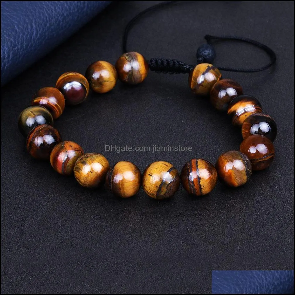 mens fashion natural tiger eye beads matte onyx stone woven bracelet bangles healing balance prayer women men jewelry wholesale