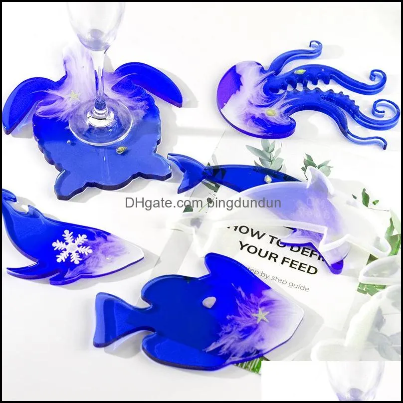 diy turtle crystal drop mold marine animal coaster mold silicone resin combination set craft tools 9038 244 g2