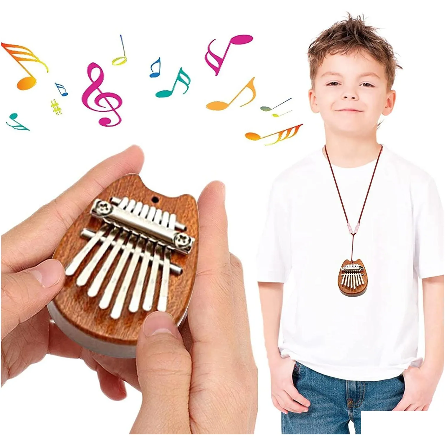 mini kalimba thumb piano portable discovery solid wood 8 keys marimba musical finger piano for kids adults beginners