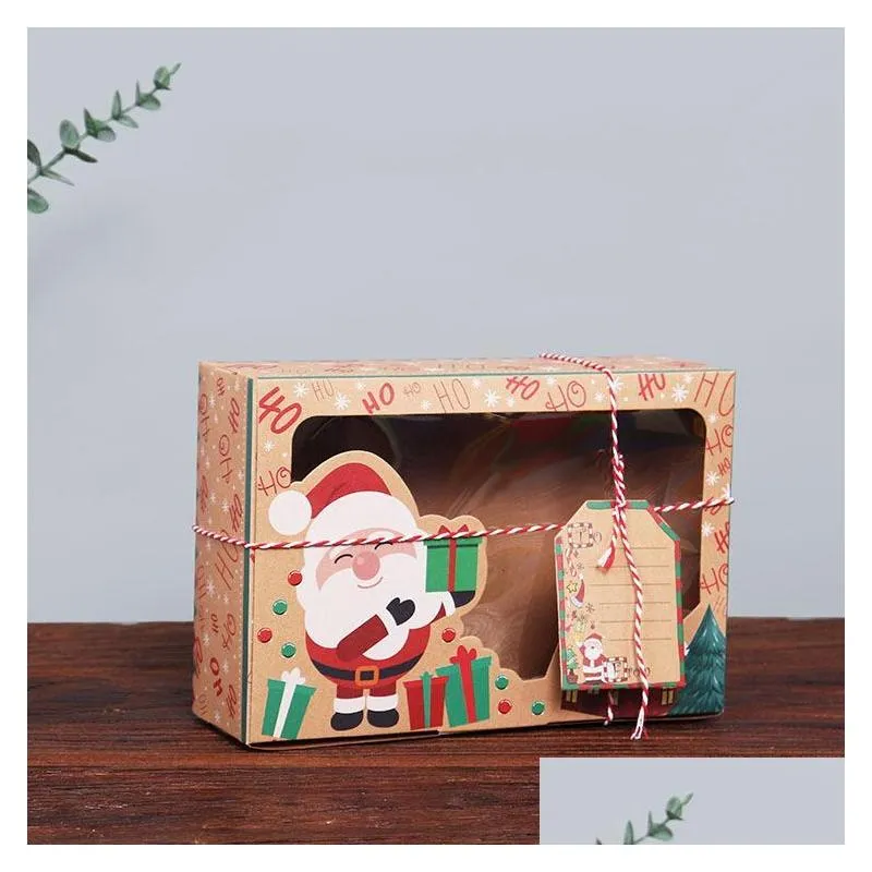 gift wrap 12pcs european style kraft paper box large christmas candy pvc window biscuit