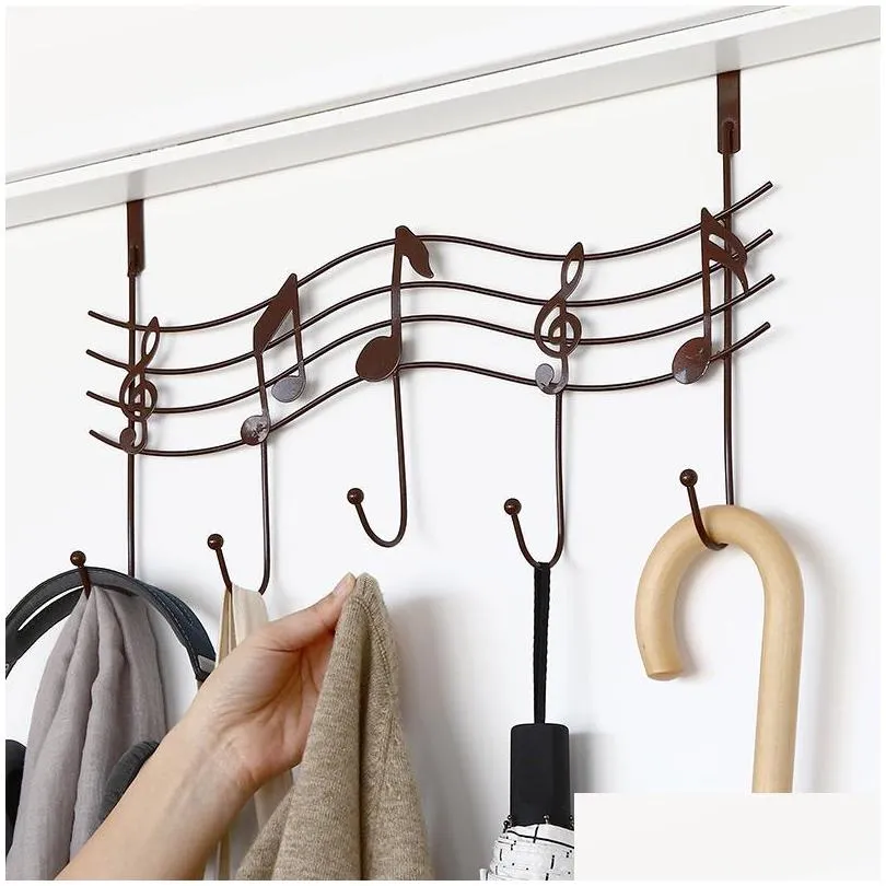 hooks rails over the door hanger rack 5 home office bathroom coat towel musical note fkxe