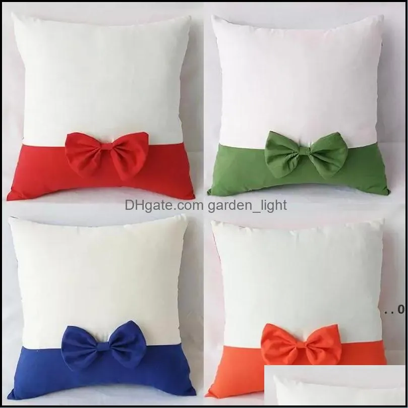 40x40cm bow pillow covers sublimation blanks diy printing cushion pillowcases with zipper pillow case rra11399