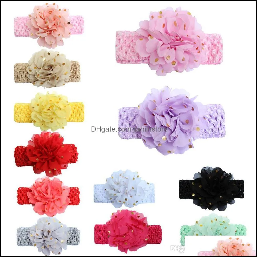 european and american fashion infant flower belt baby bronzing headdress hair jewelry kids mesh head belt children photo props