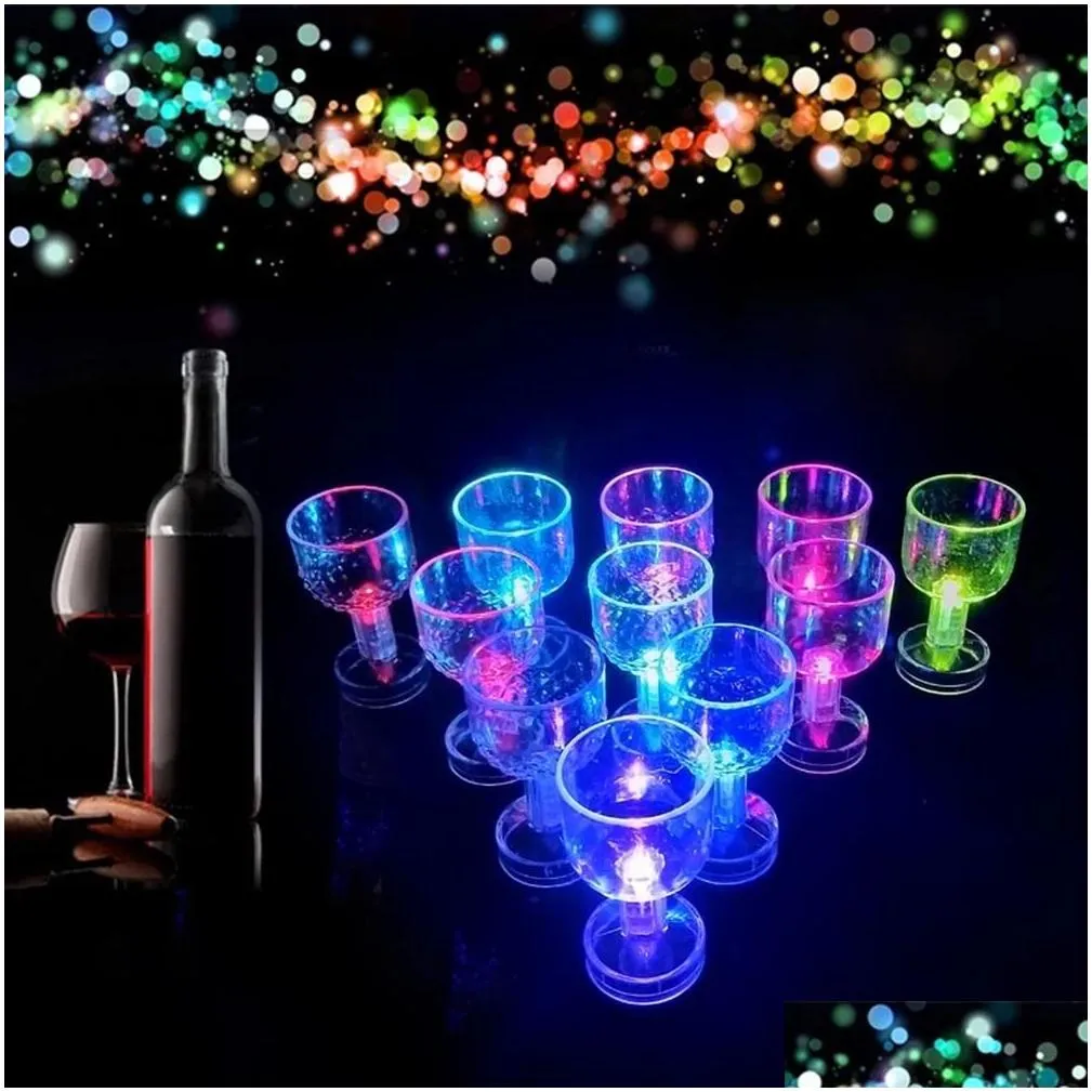 wine glasses led flash color change water activated light up champagne beer whiskey 50ml drinkings glass sleek design drinking glass cocktail party