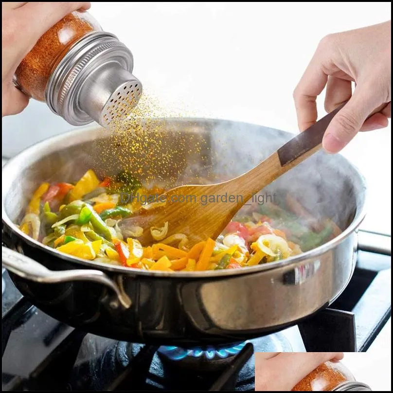 stainless steel mason jar shaker lids caps for cocktail flour mix spices sugar salt peppers kitchen tools