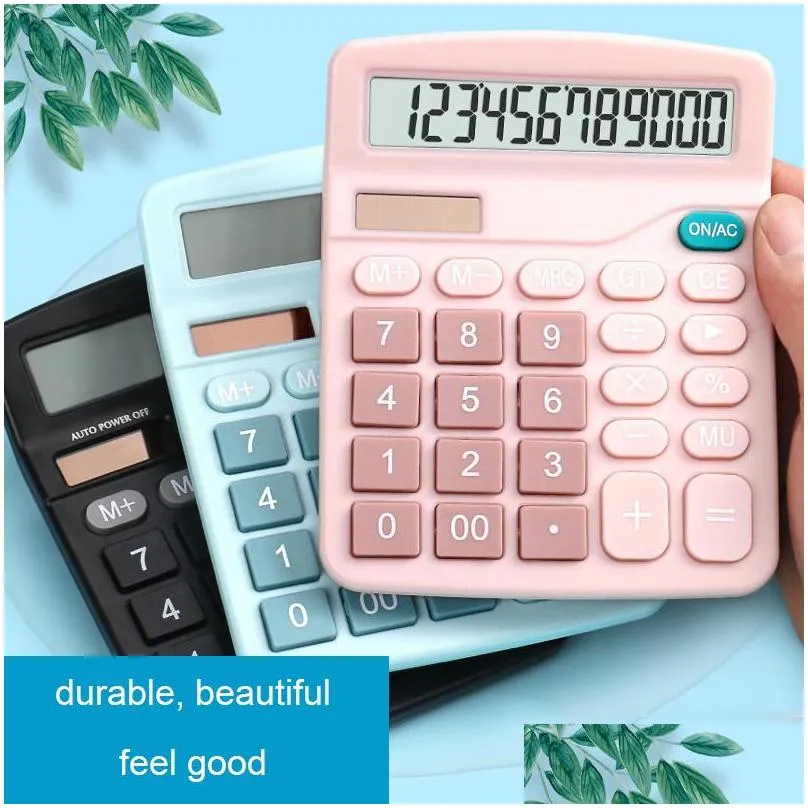 multicolor portable 12 digit calculators large screen desktop student electronic calculator aa battery power supply affordable office school supplies