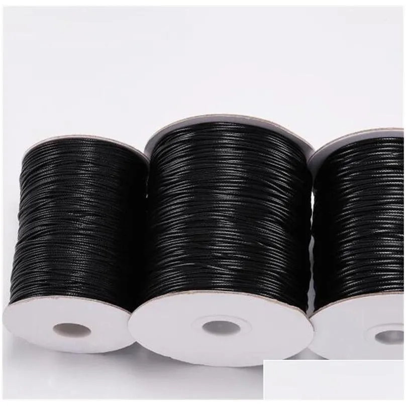 10m/lot dia 0.5mm2mm black waxed cotton cord waxed thread cord string strap necklace rope for jewelry making supplies wholesale 1531