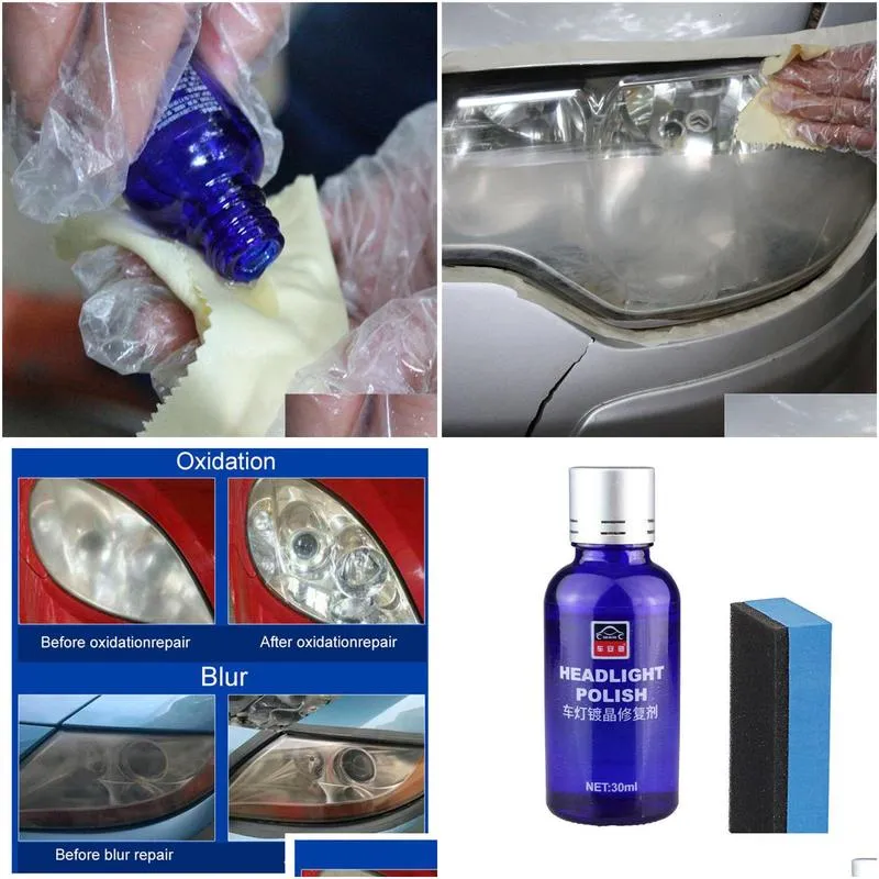 9h hardness car headlight polish liquid ceramic car coat motorcycle lights care hydrophobic glass coating repair set1