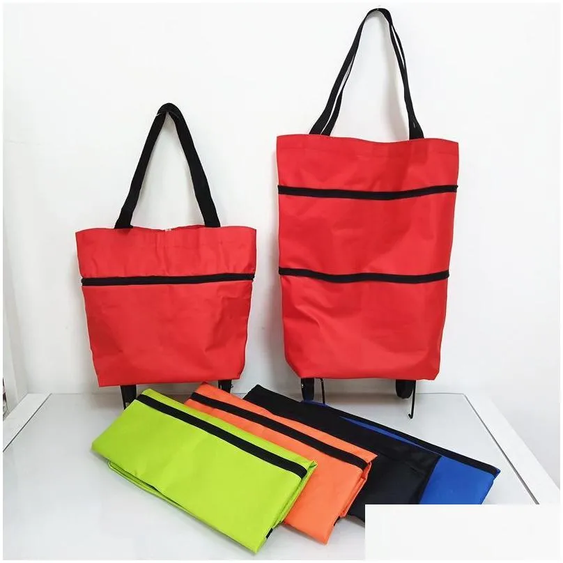 storage bags foldable shopping bag trolley cart with wheels grocery reusable eco large organizer waterproof basket