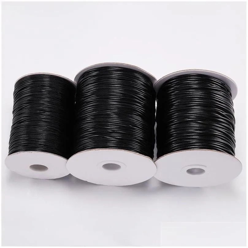 10m/lot dia 0.5mm2mm black waxed cotton cord waxed thread cord string strap necklace rope for jewelry making supplies wholesale 1531