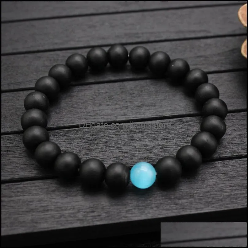 fashion lava mens bracelet semiprecious natural stones onyx hematite beads handmade health stretchy jewelry fit holiday lovers