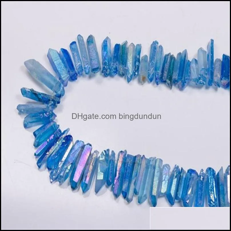 50g titanium clear quartz pendant natural raw crystal wand point rough reiki healing prism cluster necklace charms craft 613 s2