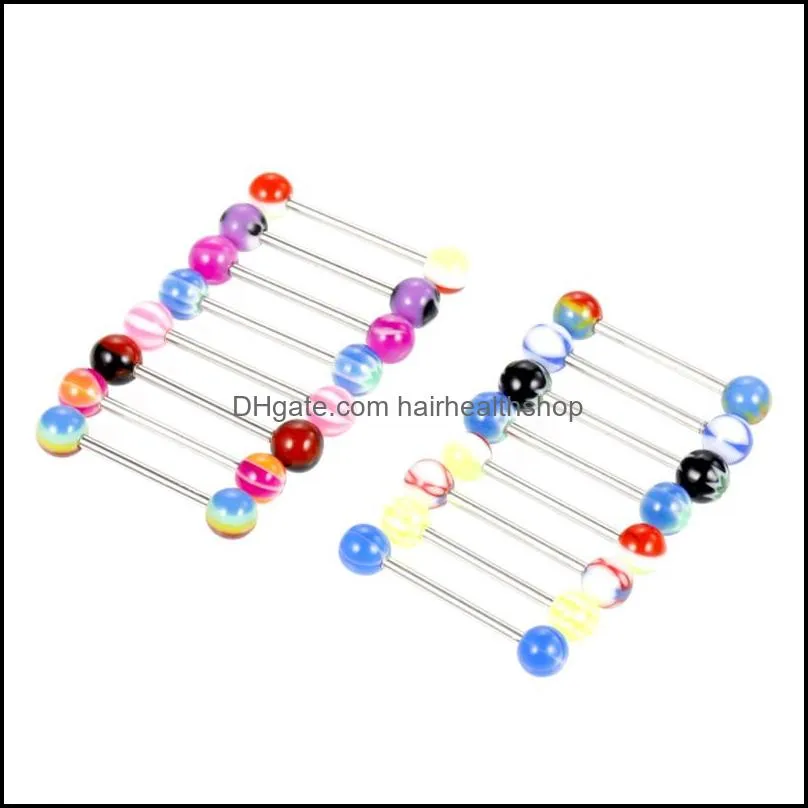 14g acrylic tongue rings multi color assortment flexible tongue barbells body piercing jewlery