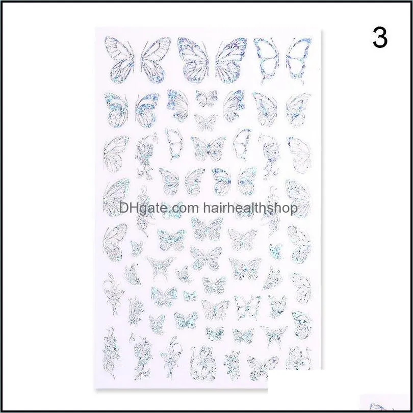 stickers decals shinning butterfly 3d nail iridescent hollowing design transfer selfadhensive tips art decorationstickers stickers