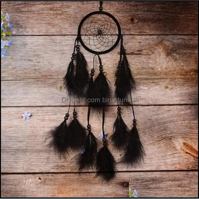 wholesale 1pcs arts and crafts dreamcatcher india style handmade dream catcher net with feathers wind chimes hanging carft 2124 v2