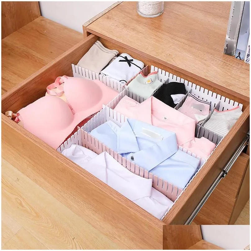 4pcs plastic drawer grid separator divider partition storage organizer underwear socks makeup clapboard storages drawers wh0600