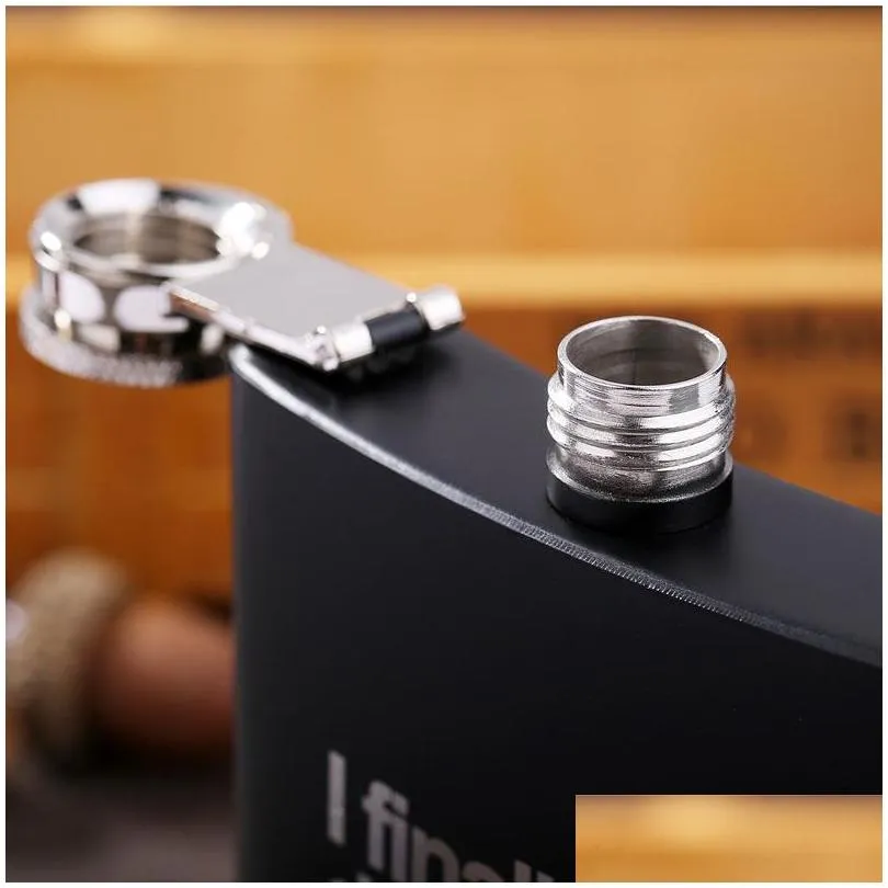 8oz stainless steel hip flask english letter black personalize flask outdoor portable flagon whisky stoup wine pot alcohol bottle