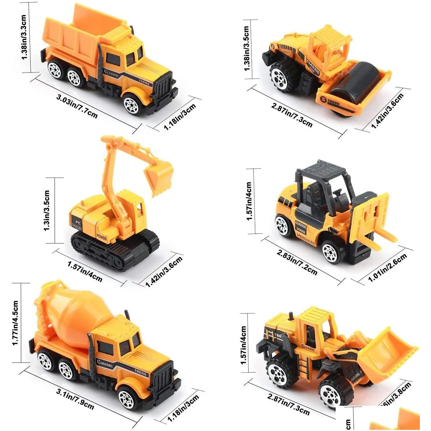 diecast model cars 6piece small construction toys vehicles play trucks vehicle toy toddlers boys kid mini alloy car metal engineering excavator