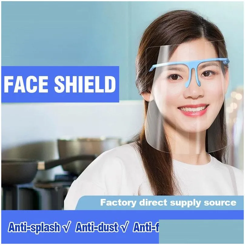 kitchen tools mask safety faceshield transparent clear frame plastic reusable protective isolation antisplash fog oil splash face shield