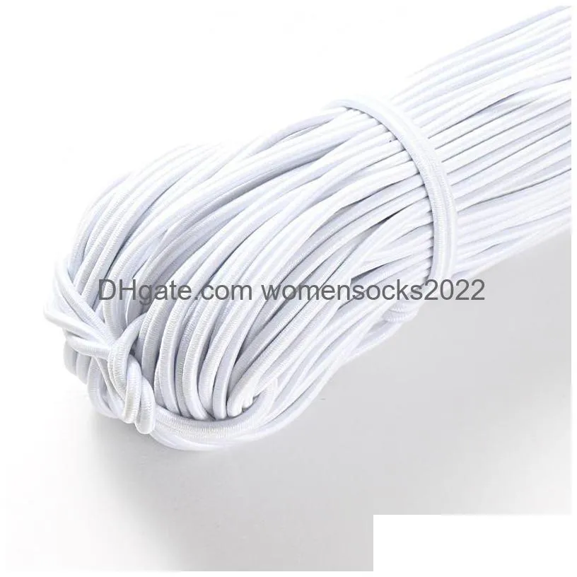 sewing notions high quality round elastic band cord elastics rubber white black stretch rope for sew garment diy accessories 1mm 2mm 3mm 4mm