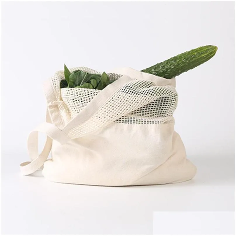 reusable string shopping bag fruit vegetables eco grocery handbag portable storage shopper tote mesh net woven cotton storages bags