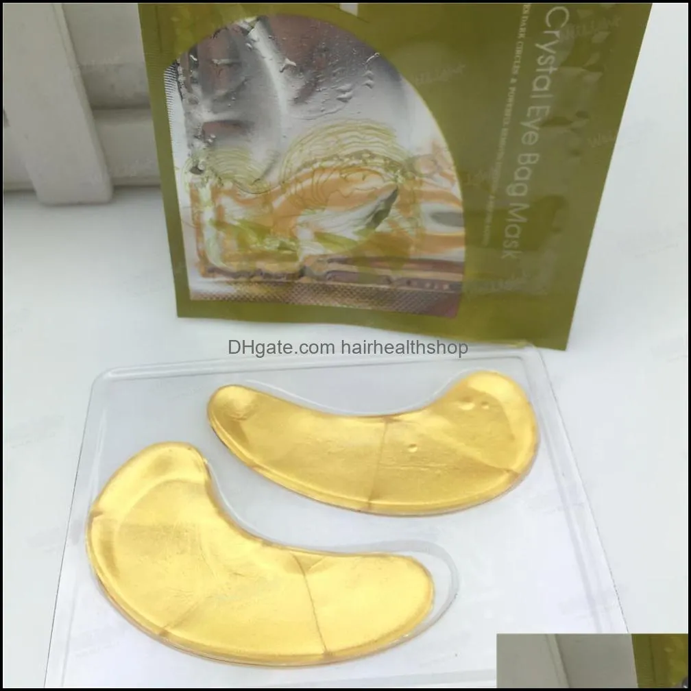 2pcsis1pack high quality gold crystal collagen eye mask hotsale eyees under eeye dark circle remover colageno