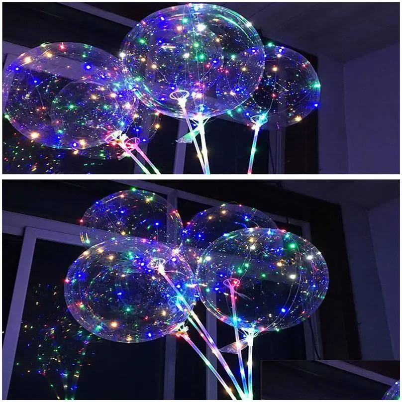 party decoration led bobo balloon with 31.5 inch stick 3 meter string balloon light christmas halloween wedding birthday xg0061