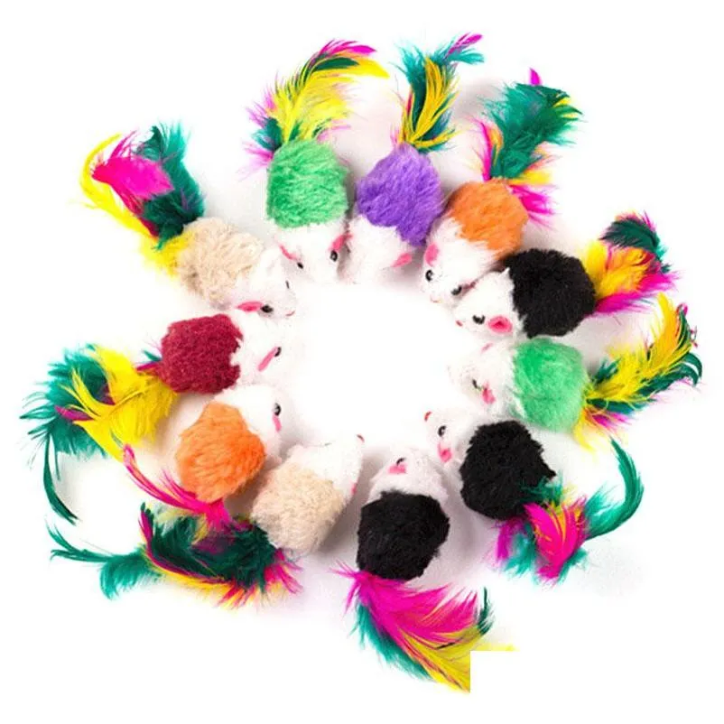 cat toys plush cats teaser simulation colorful feather tail false mouse bite resistant kitten catch scratch durable funny artifact supplies