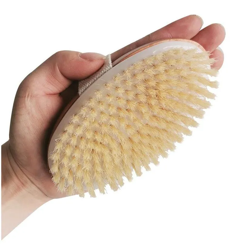 in stock bath brush dry skin body soft natural bristle spa the brush wooden bath shower bristle brush spa body brushs without handle