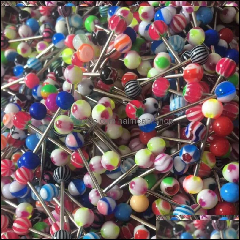 14g acrylic tongue rings multi color assortment flexible tongue barbells body piercing jewlery